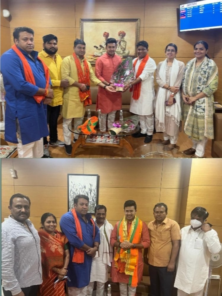 युवा मोर्चा भाजपा के राष्ट्रीय अध्यक्ष तेजस्वी सूर्या जी का जयपुर एयरपोर्ट पर किया स्वागत