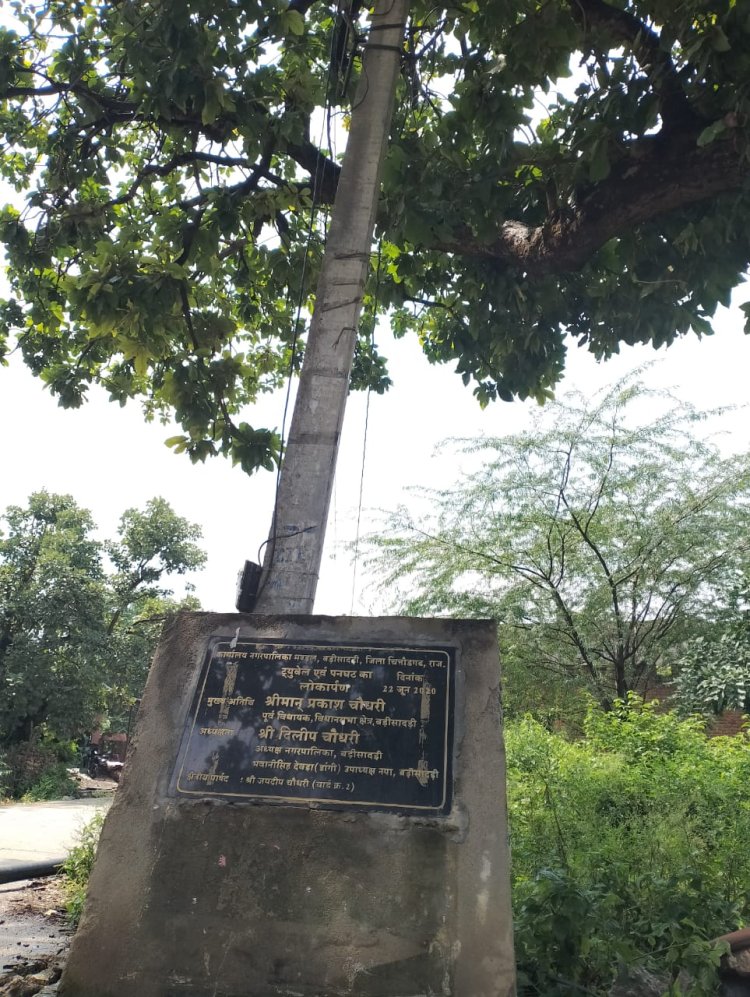 खतरे से खाली नही हे ये विद्युत पोल,उलझा हुआ है पेड़ में विद्युत प्रवाहित तारों का जाल