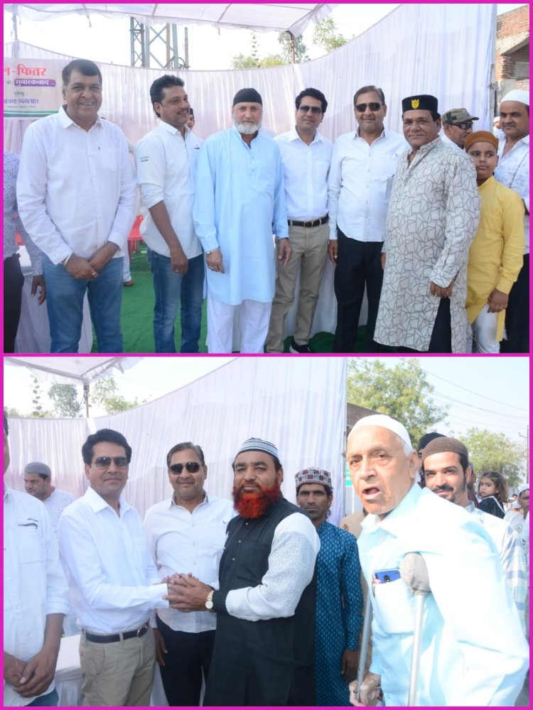 कांग्रेस प्रत्याशी आंजना की और से ईद उल फित्र के मौके पर कांग्रेसजनों द्वारा मुस्लिम समुदाय के साथ मनाया ईद मिलन समारोह