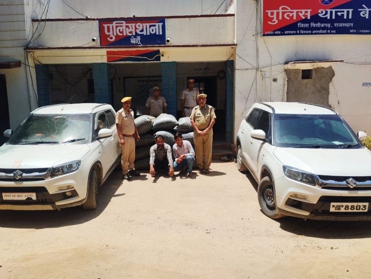 डीएसटी की अवैध मादक पदार्थों के खिलाफ बड़ी कार्यवाही |* 222.200 किलोग्राम अवैध डोडा चूरा सहित दो ब्रेजा कार जब्त, एस्कॉर्ट करने वाले दो आरोपी गिरफ्तार।