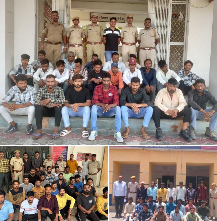 उदयपुर पुलिस का विशेष अभियान* *750 पुलिसकर्मियों की 90 टीमों ने अपराधियों के खेमों में एक साथ दी दबिश* *769 अपराधियों पर कार्रवाई कर 407 लोगों को किया गिरफ्तार, अवैध शराब व वाहन जब्त*